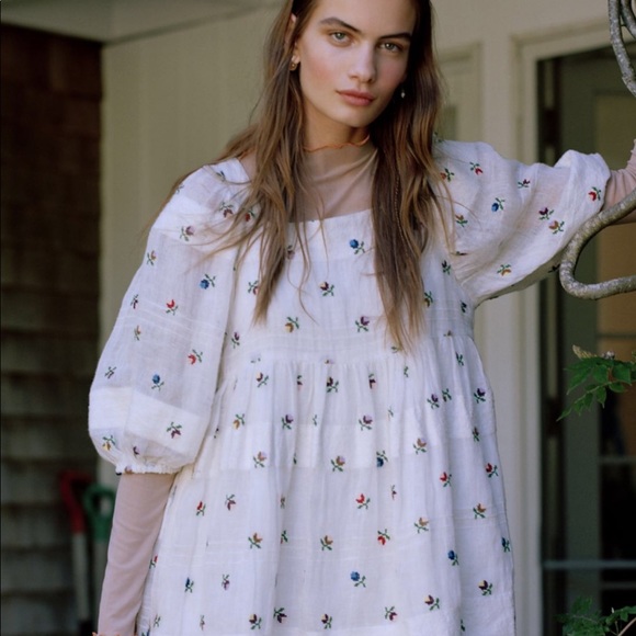 embroidered babydoll dress